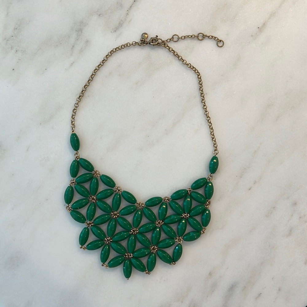 J.Crew Green and Gold Beaded Necklace